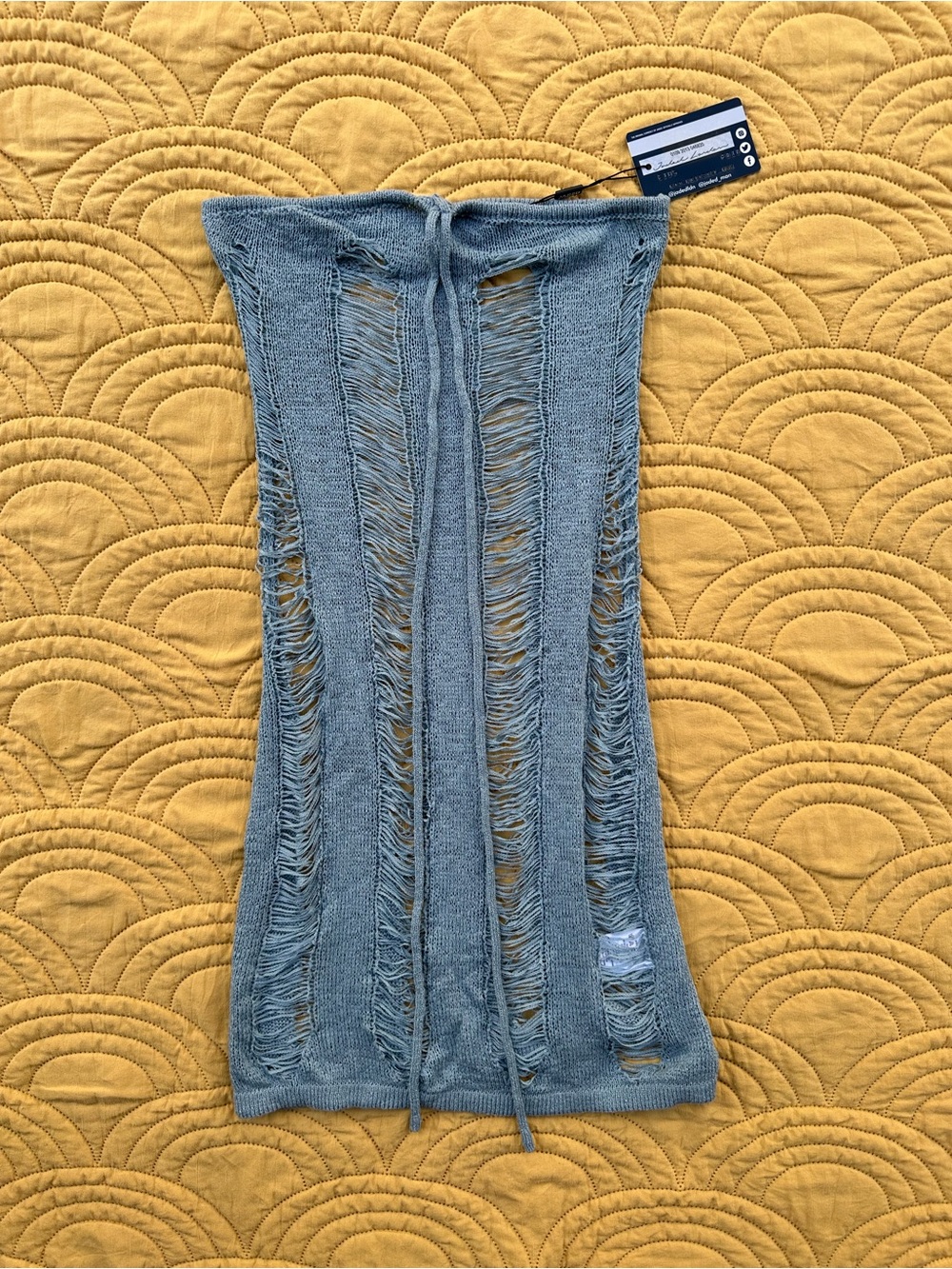 Jaded London Umbra Blue Shredded Knit Tube top